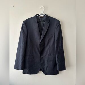 Pronto Uomo Black Pin Striped Single Breasted Wool Suit Jacket Blazer Size 44R